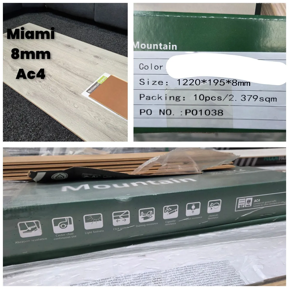 8mm laminated click flooring AC4 , - Image 4