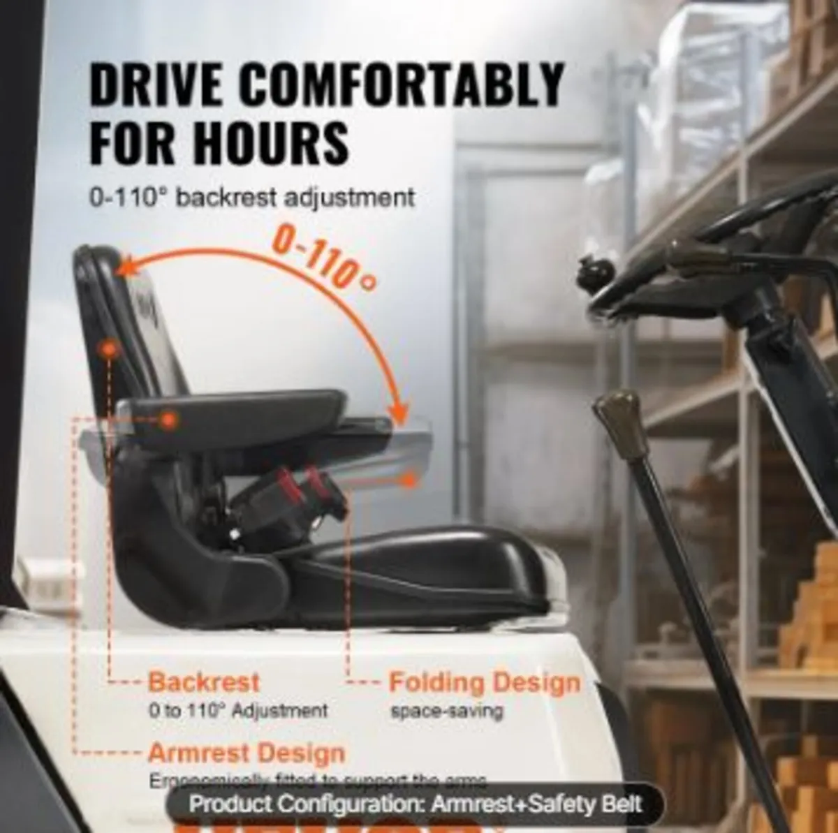 Universal Forklift Seat, Fold Down Tractor Seat - Image 4