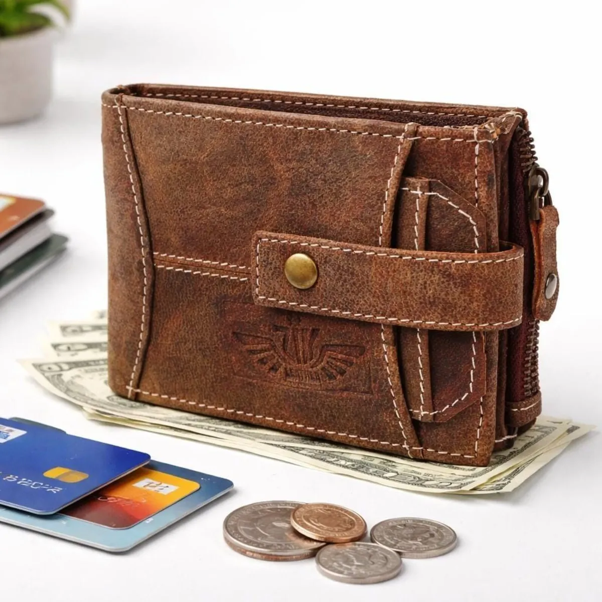 Unisex RFID Blocking Genuine Leather Wallet - Image 1