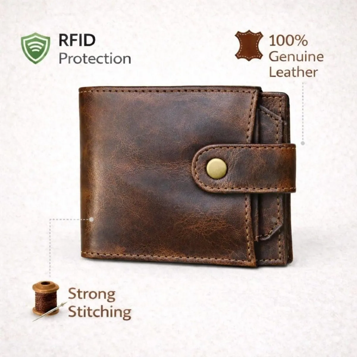 Unisex RFID Blocking Genuine Leather Wallet - Image 2