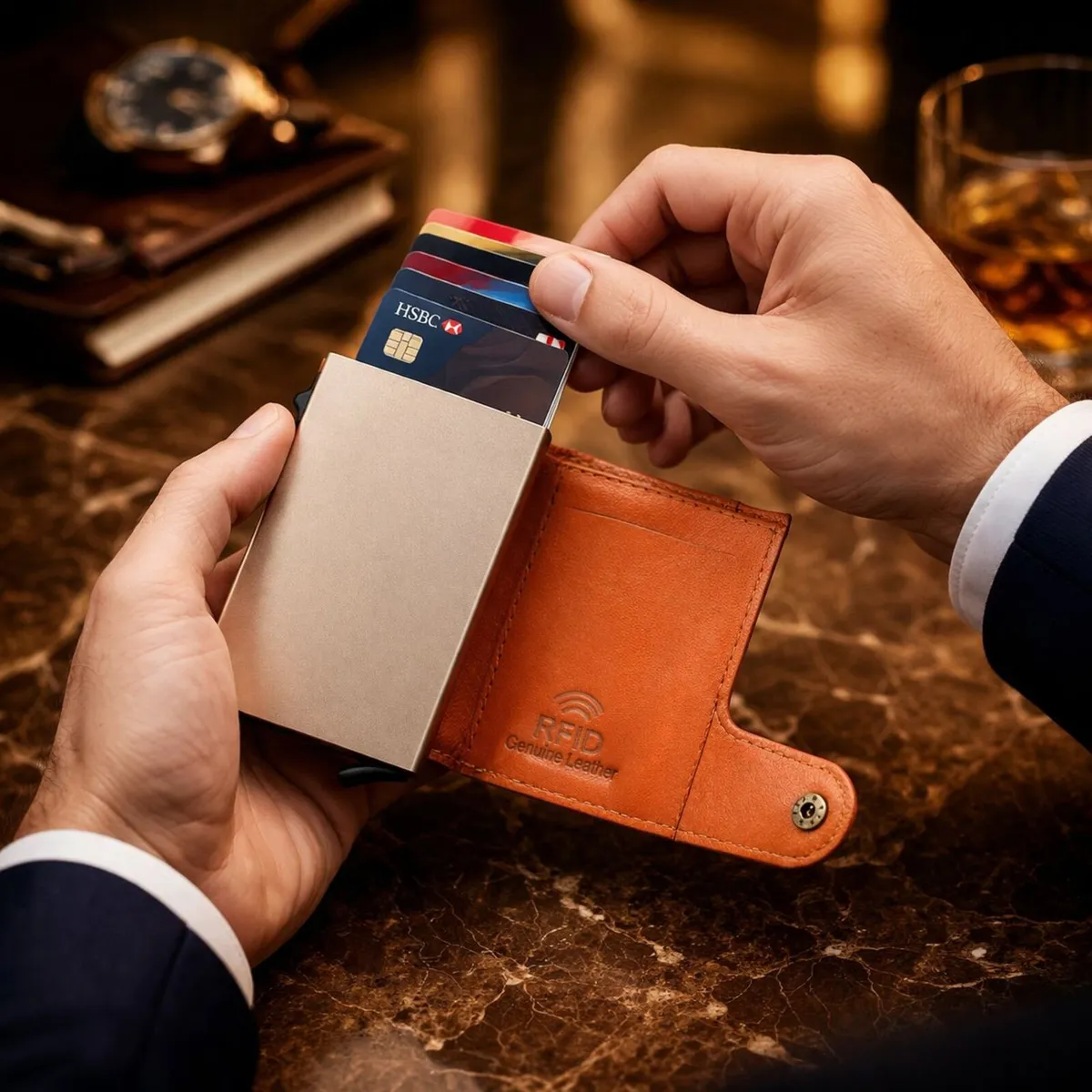 Premium Genuine Leather Smart Card Holder Wallet - Image 4
