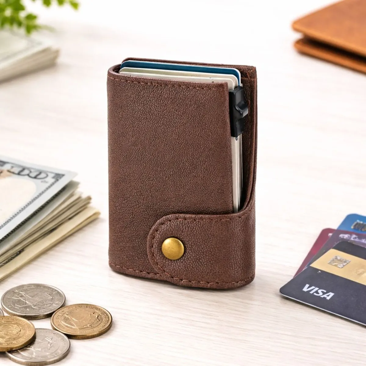 Premium Genuine Leather Smart Card Holder Wallet - Image 1