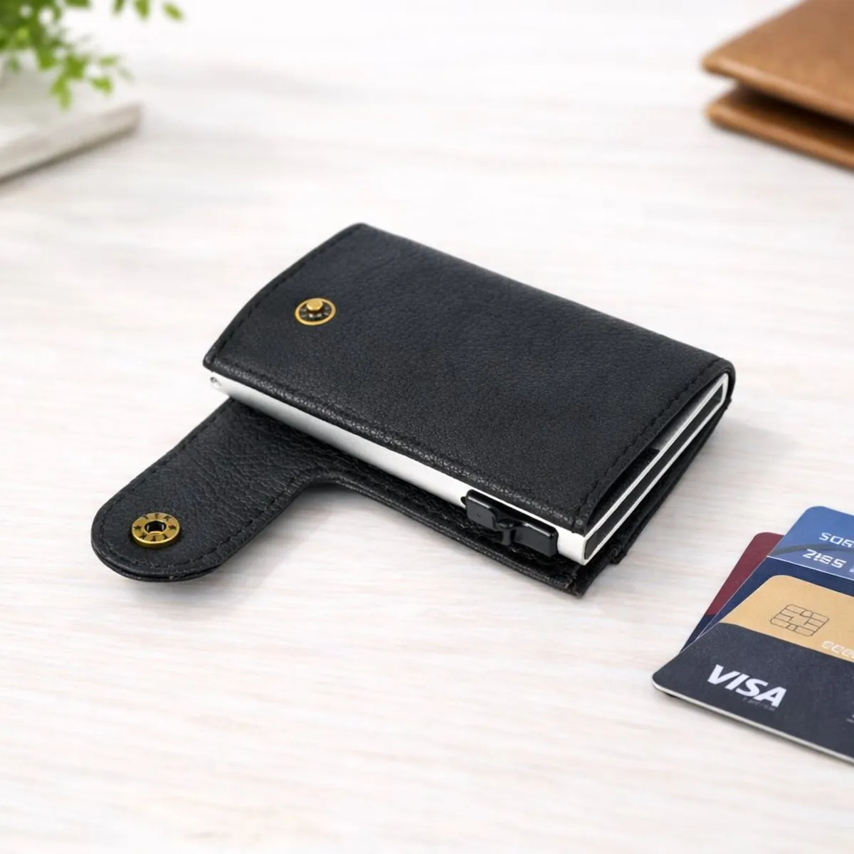 Premium Genuine Leather Smart Card Holder Wallet - Image 2