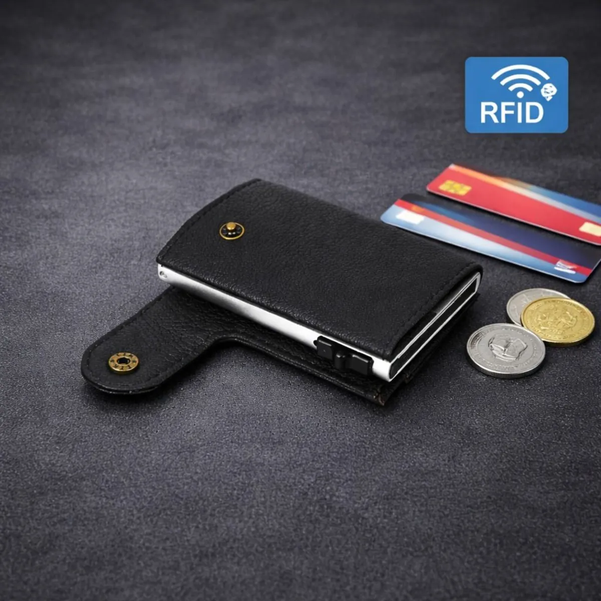 Premium Genuine Leather Smart Card Holder Wallet - Image 4