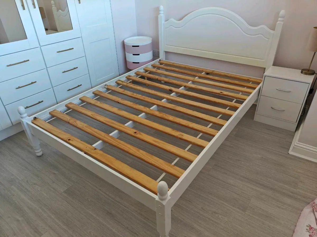 Bed Frame, 2 Side Tables, Dining Table and Chairs - Image 1