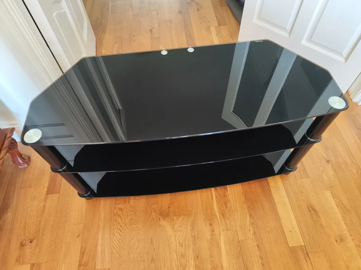 Television stand great condition. Tempered glass. - Image 1