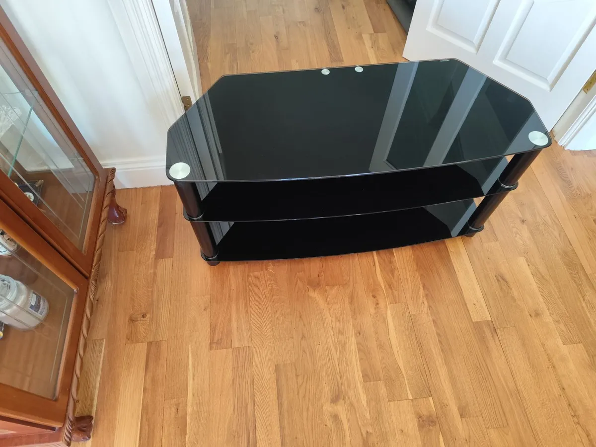 Television stand great condition. Tempered glass. - Image 2