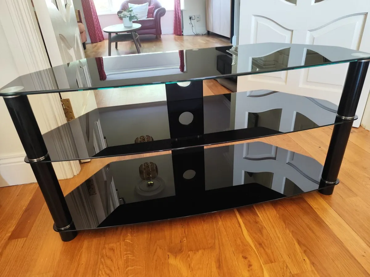 Television stand great condition. Tempered glass. - Image 3