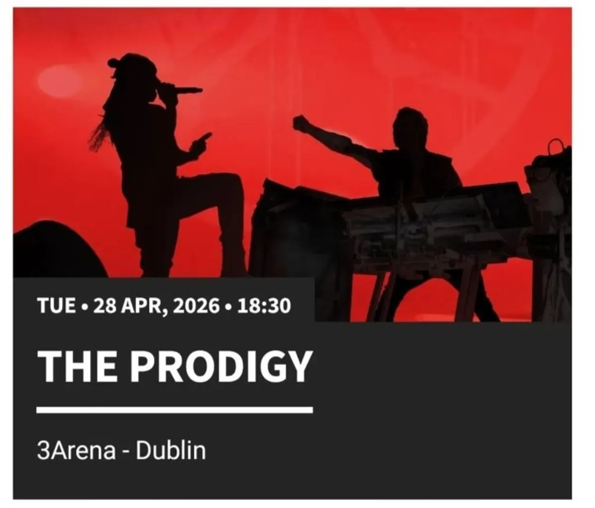 The prodigy 3Arena 2 seating tickets - Image 1
