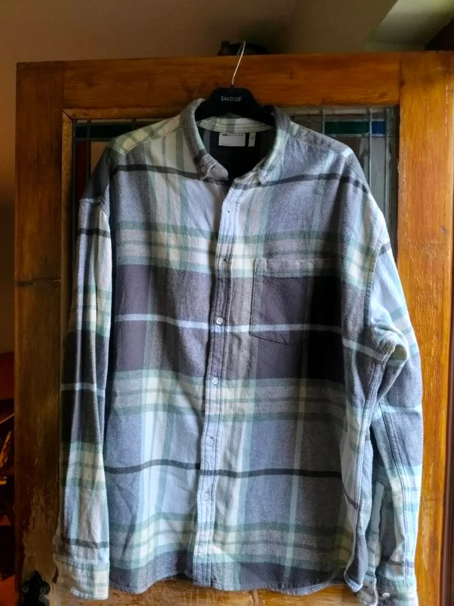 Asos design shirt. Flannel with Gray's And blues, - Image 1