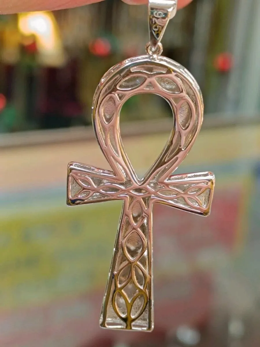 Ankh Cross / Tree of Life Silver Pendant - Image 3