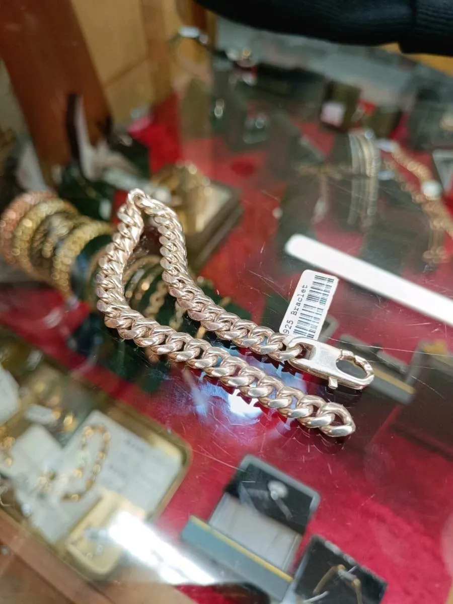 Sterling Silver Cuban Type Bracelet - Image 2