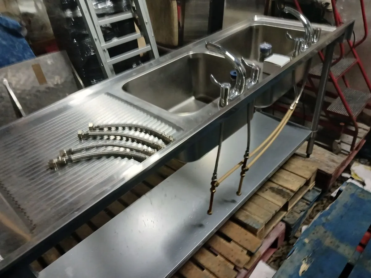 Staneless steel cabbinet double sink unit complete - Image 3