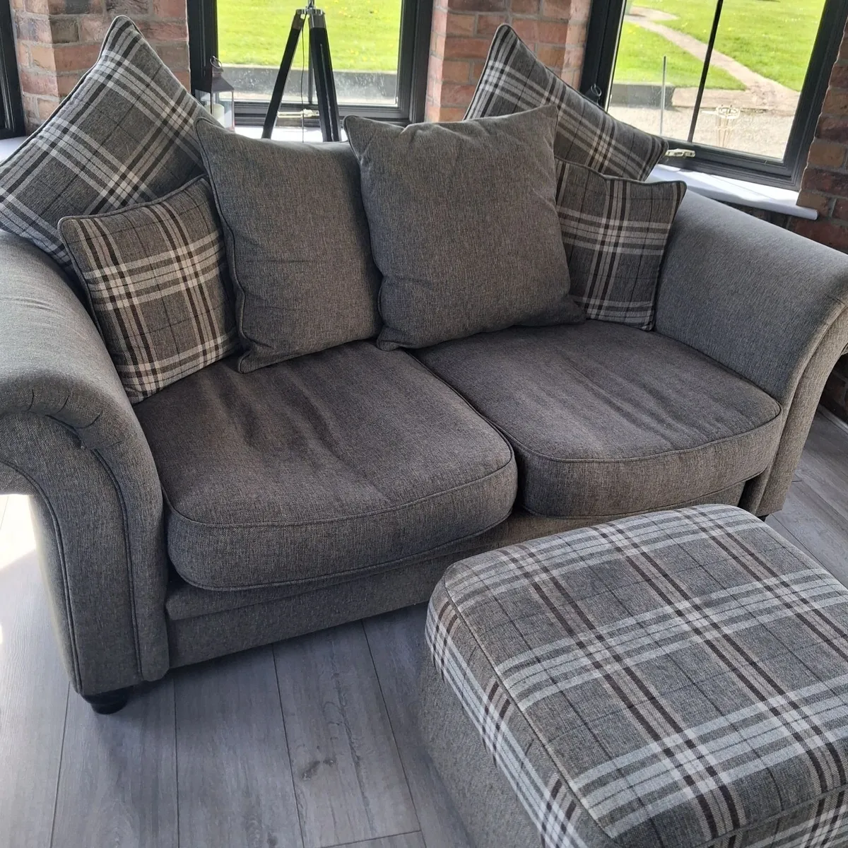 2 seater couch with pouffe - Image 3