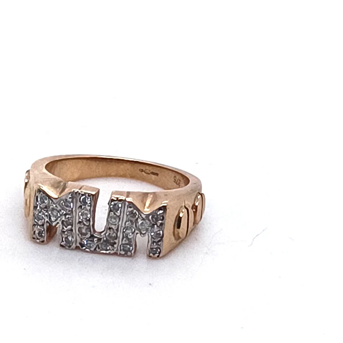 9k Yellow Gold CZ MUM Ring - Image 2