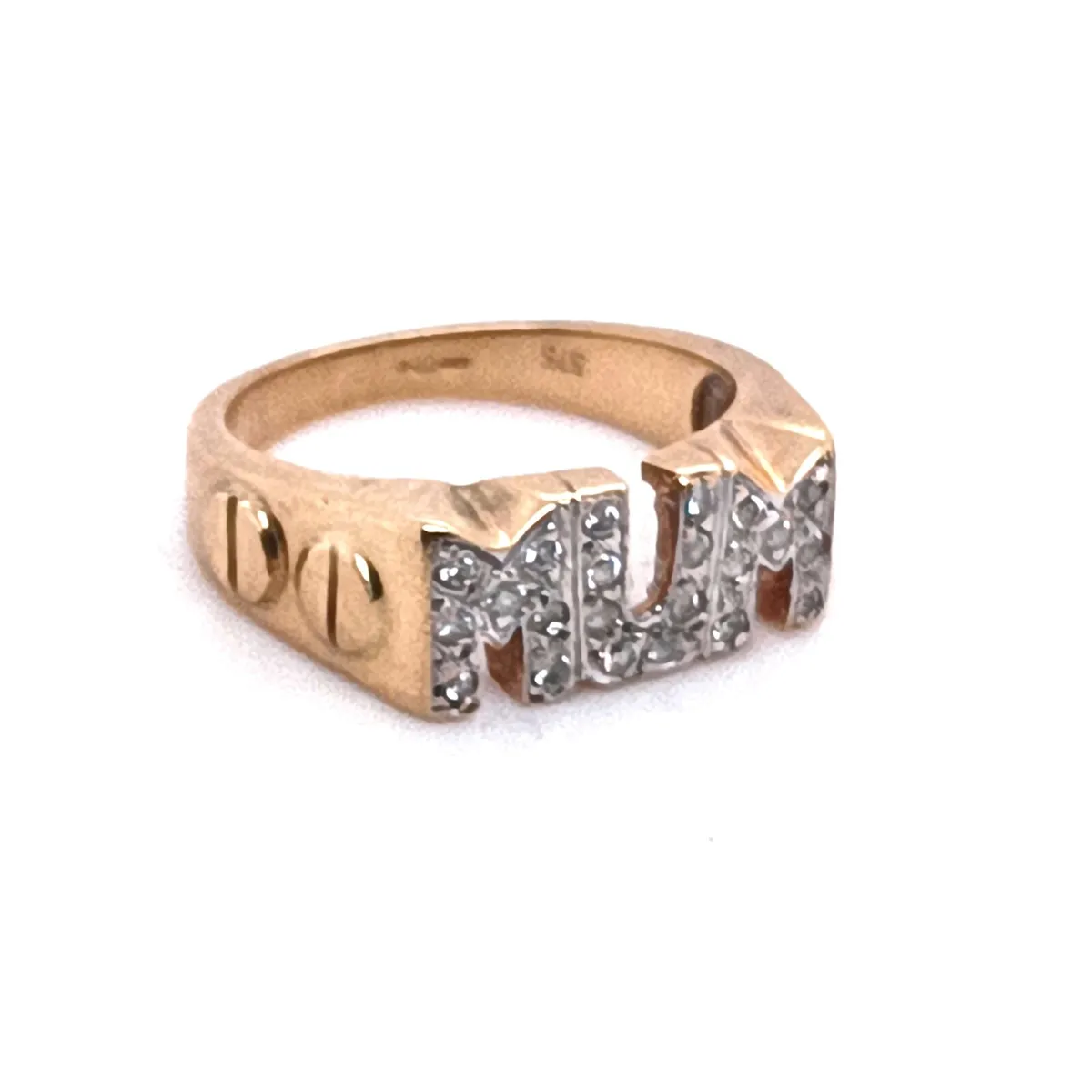 9k Yellow Gold CZ MUM Ring - Image 1