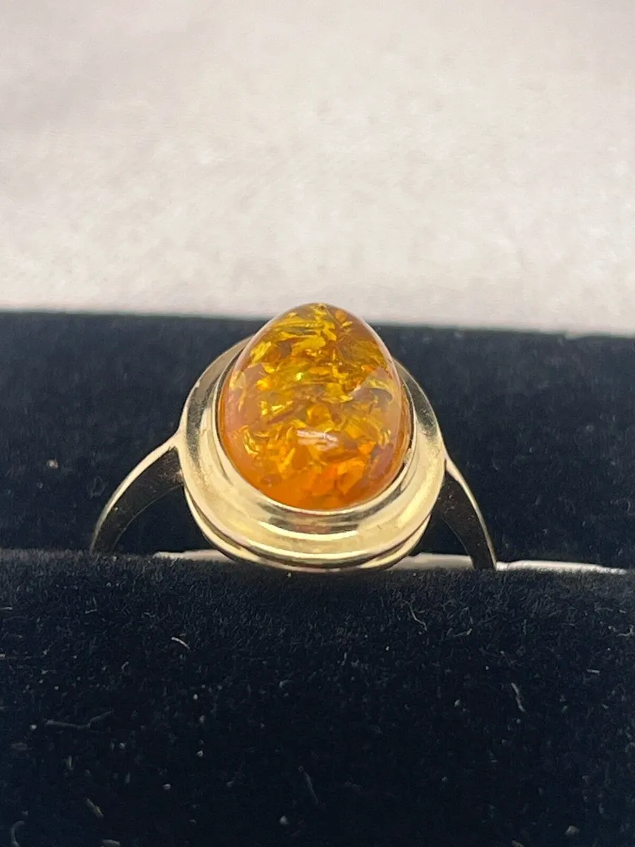 14k gold amber ring. - Image 2