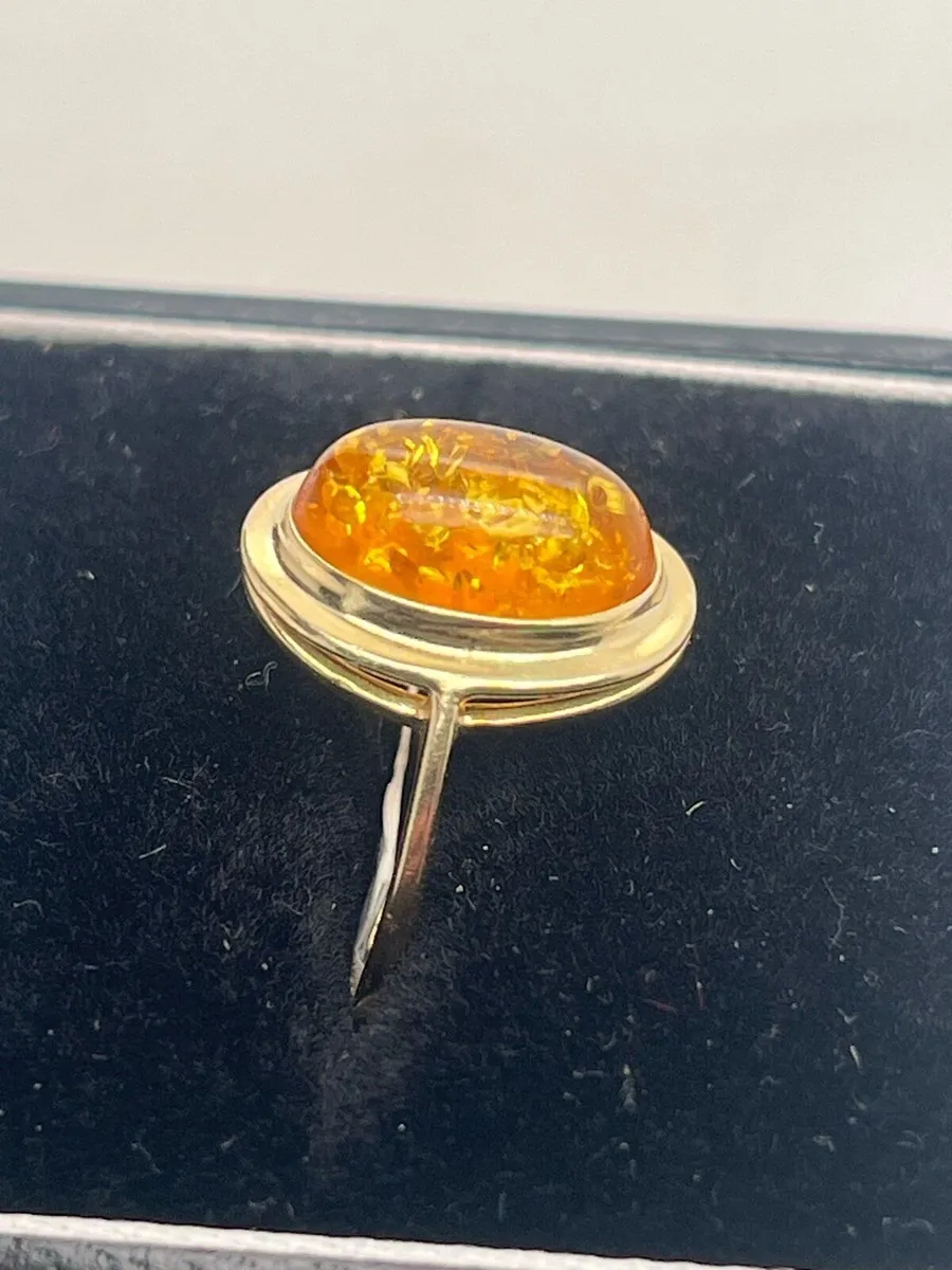 14k gold amber ring. - Image 3