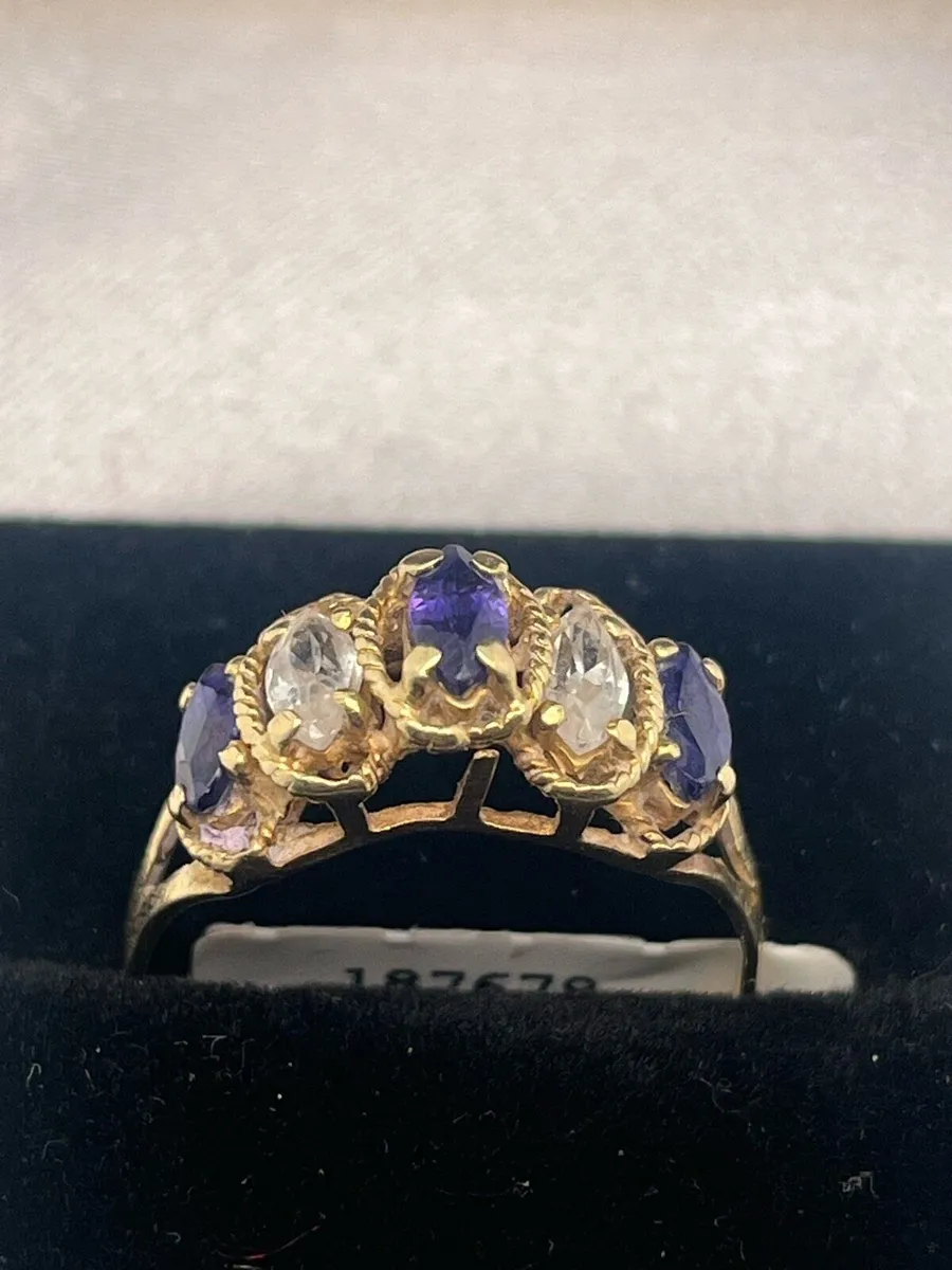 10k gold purple stone cz ring. - Image 3