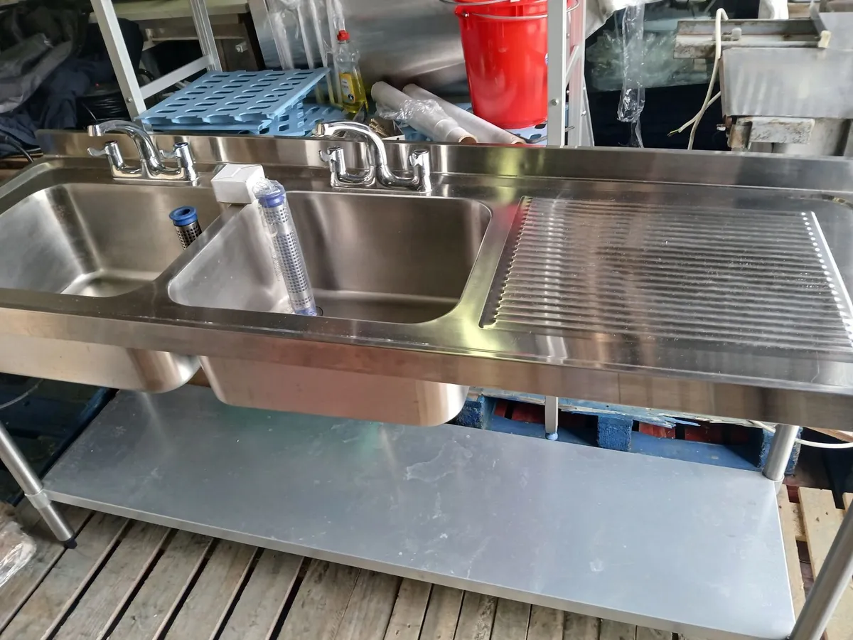 Staneless steel cabbinet double sink unit complete - Image 1