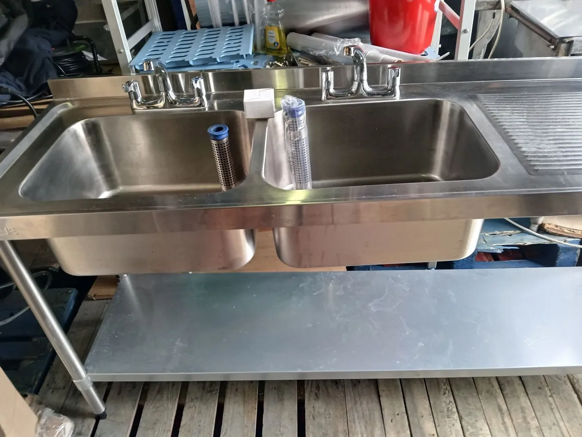 Staneless steel cabbinet double sink unit complete - Image 3