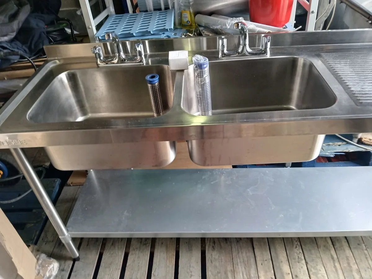 Staneless steel cabbinet double sink unit complete - Image 4