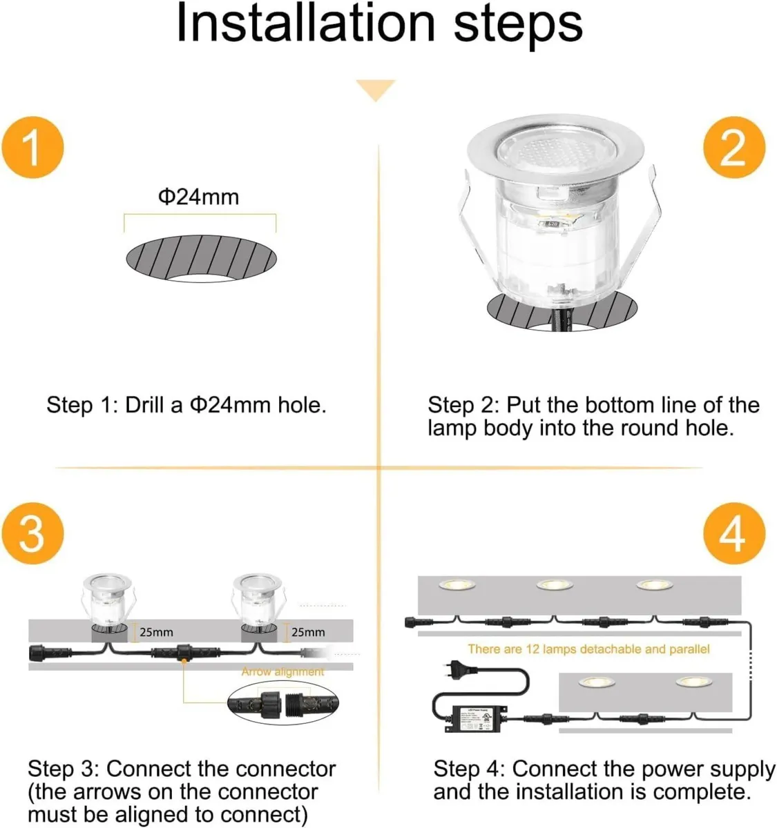 Warm White Led Decking Lights Outdoor Waterproof - Image 2