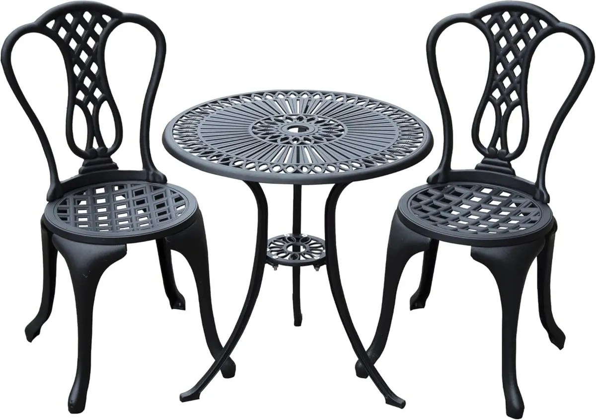Outsunny 3 Piece Patio Cast Aluminium Bistro Set - Image 1