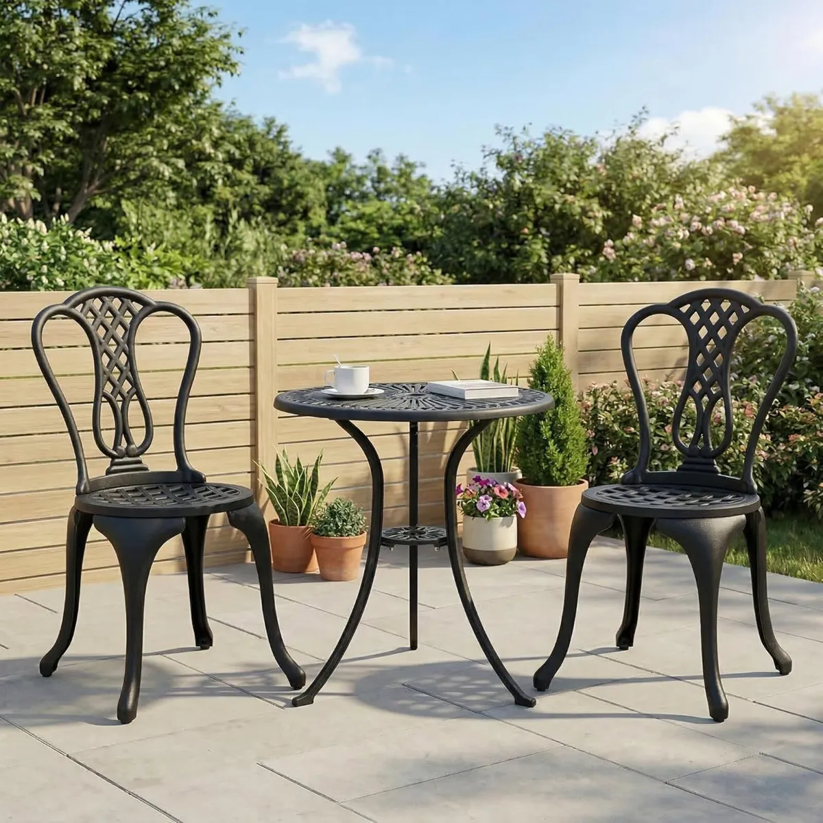 Outsunny 3 Piece Patio Cast Aluminium Bistro Set - Image 2