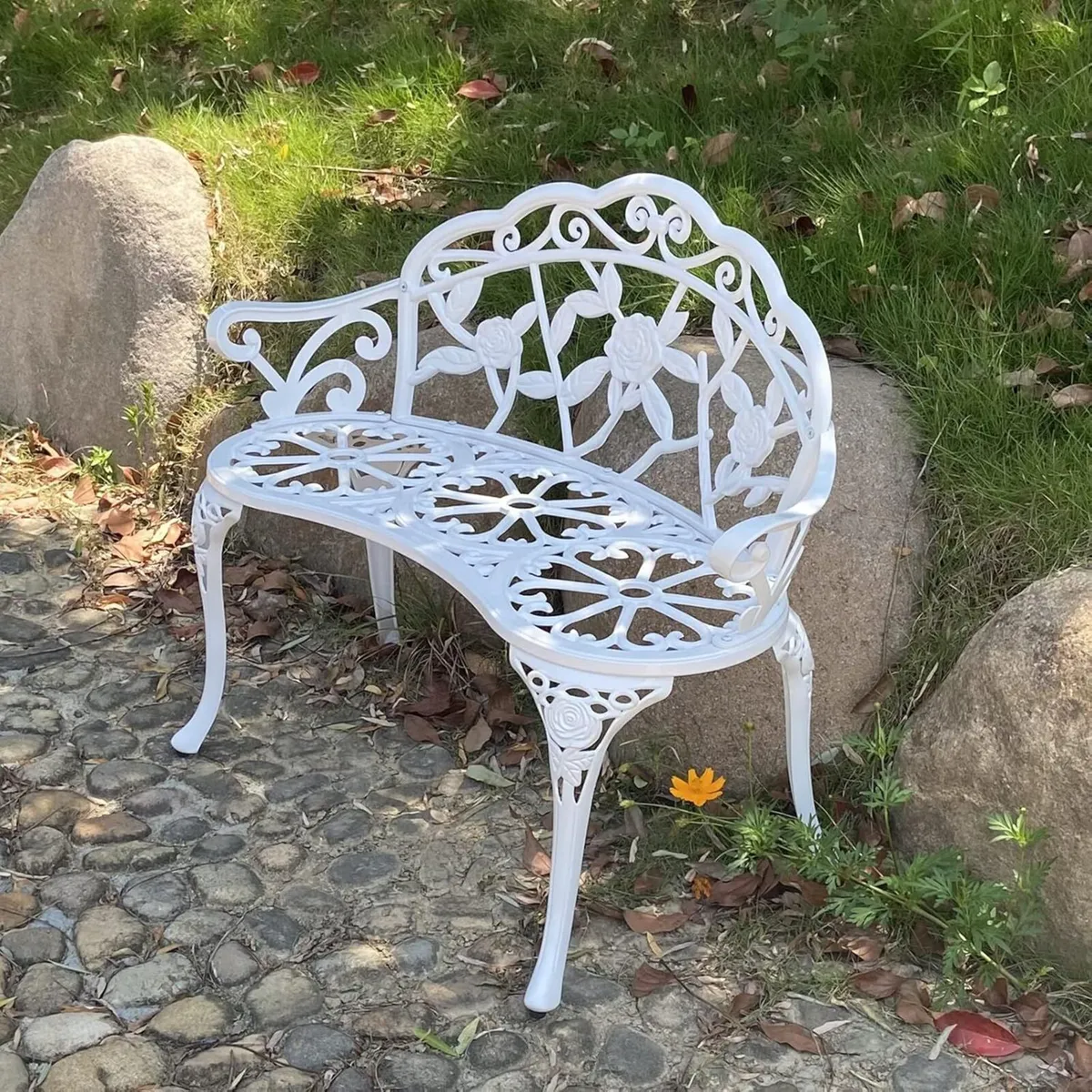 Garden Bench Metal Aluminium Rose Suitable for - Image 1