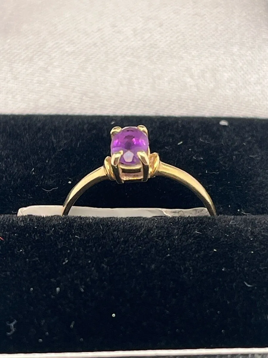 14k gold purple stone ring. - Image 3
