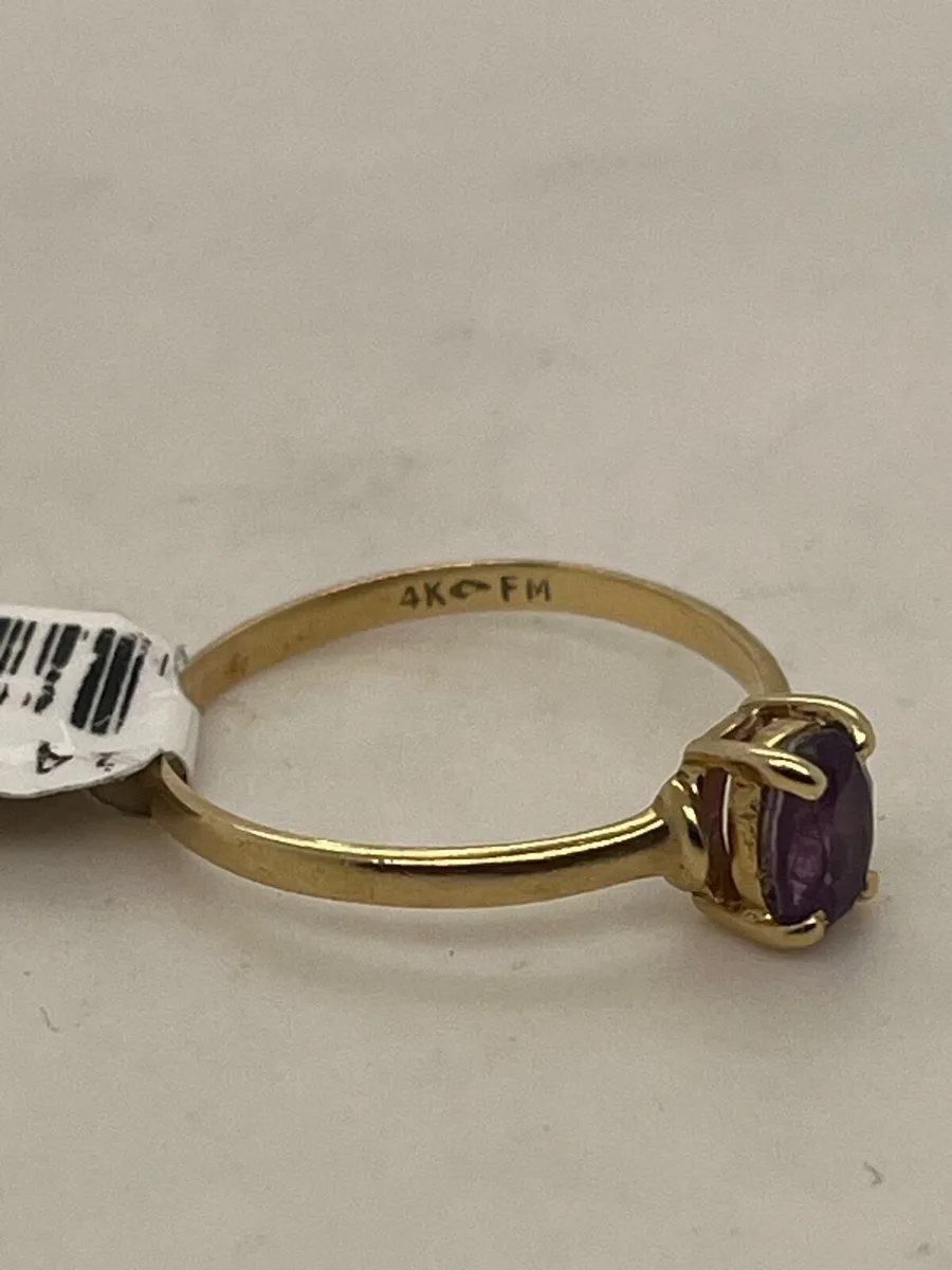 14k gold purple stone ring. - Image 4