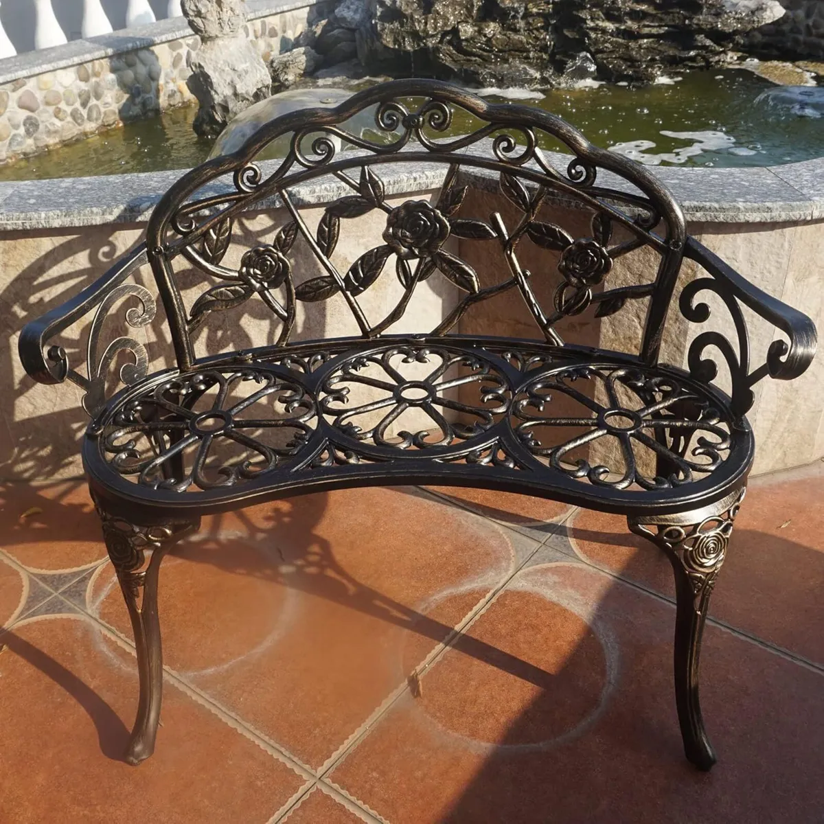 Garden Bench Metal Aluminium Rose Suitable for - Image 1