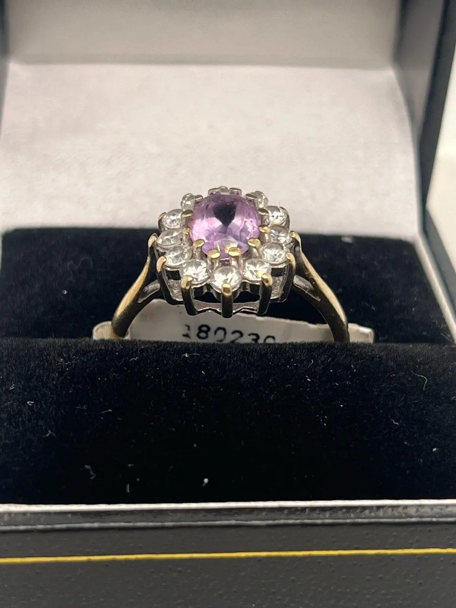 9k gold purple stone cz ring. - Image 2