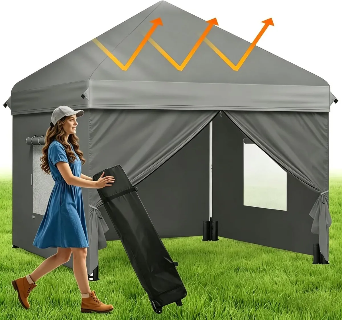 Gazebo with Sides 3m x 3 Adjust Height 50+ AntiUV - Image 1