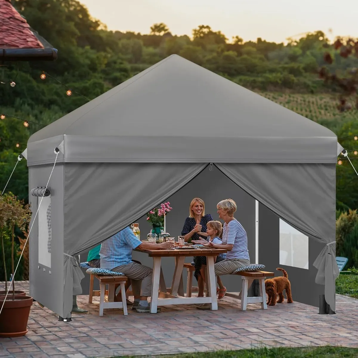 Gazebo with Sides 3m x 3 Adjust Height 50+ AntiUV - Image 2