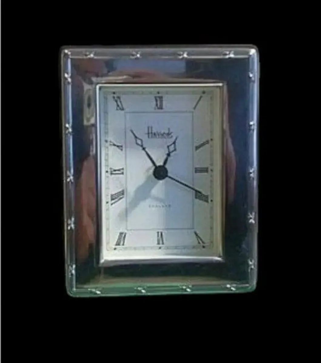 Vintage Hallmarked Harrods Silver Clock - Image 1