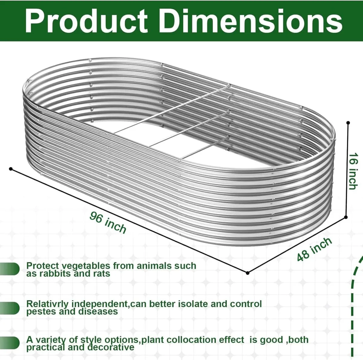 2 Pack Tall 8x4FT Corrugated Galvanized Steel - Image 3