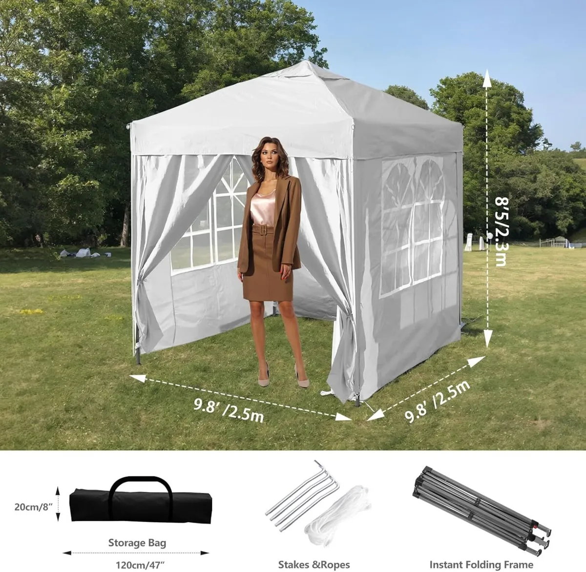 3x3m Pop Up Gazebo with Removable Sidewalls - Image 3