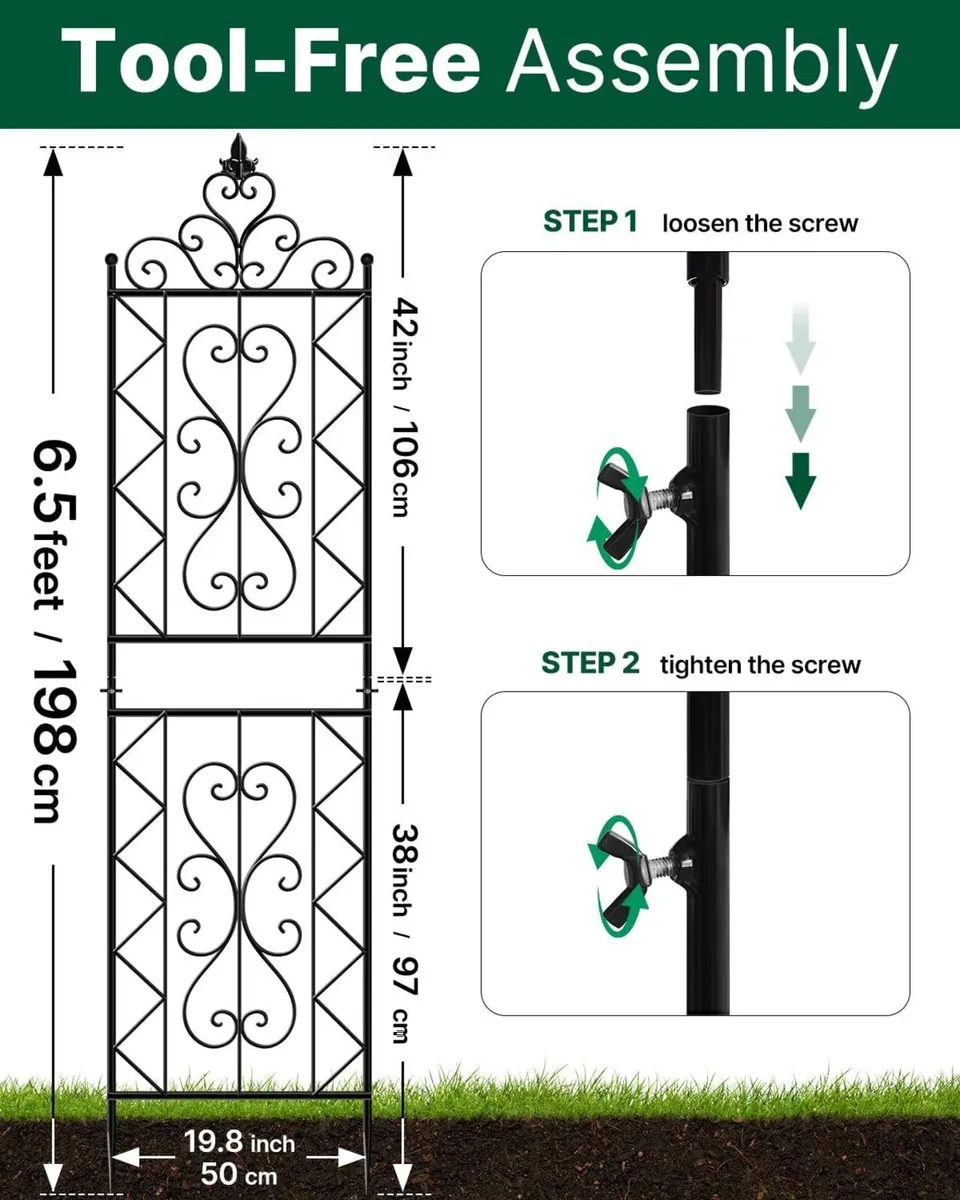 200cm Metal Garden Trellis for Climbing Plants - Image 2