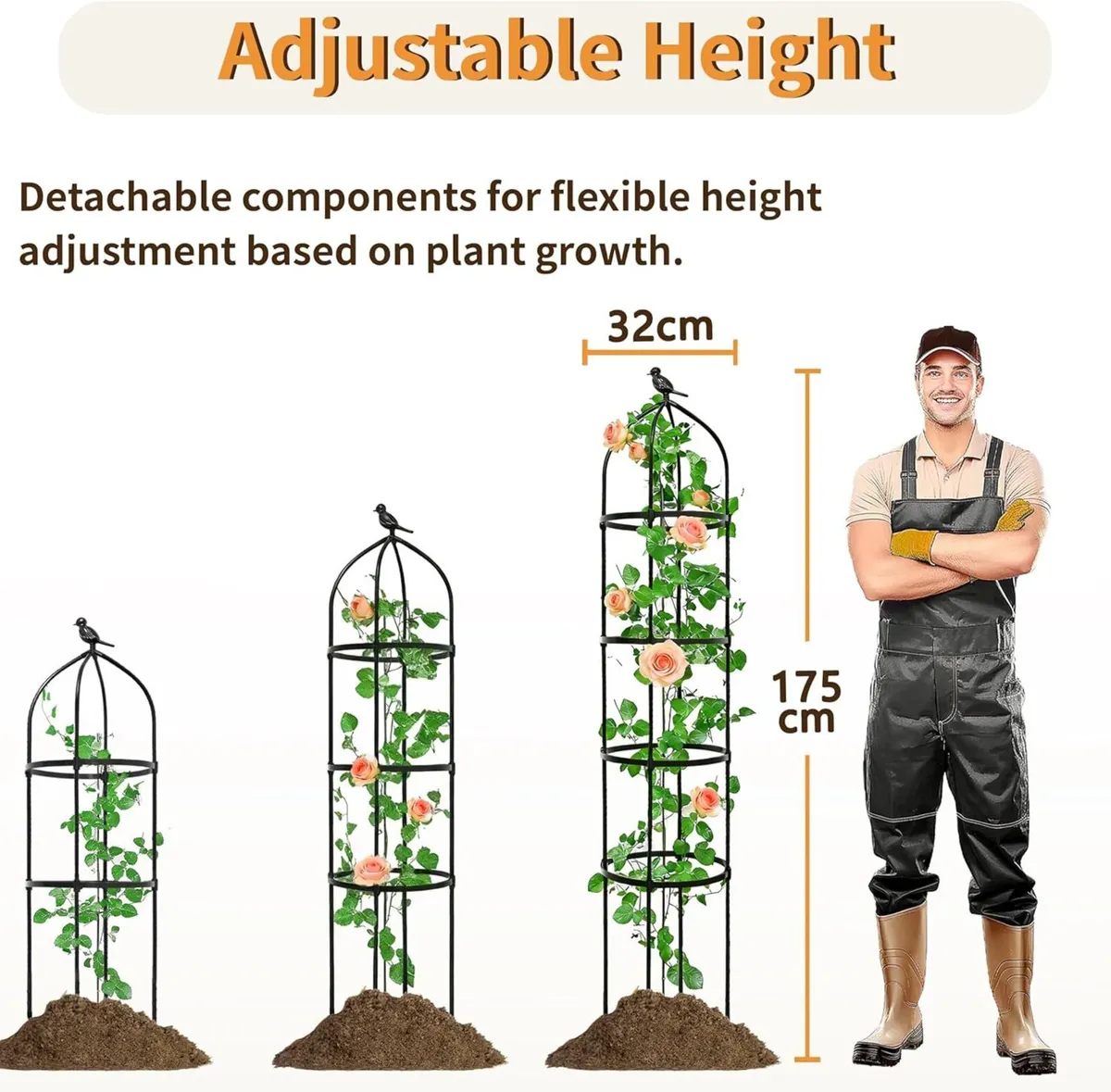 4 PCS 175cm Obelisk Trellis for Climbing Plants - Image 2