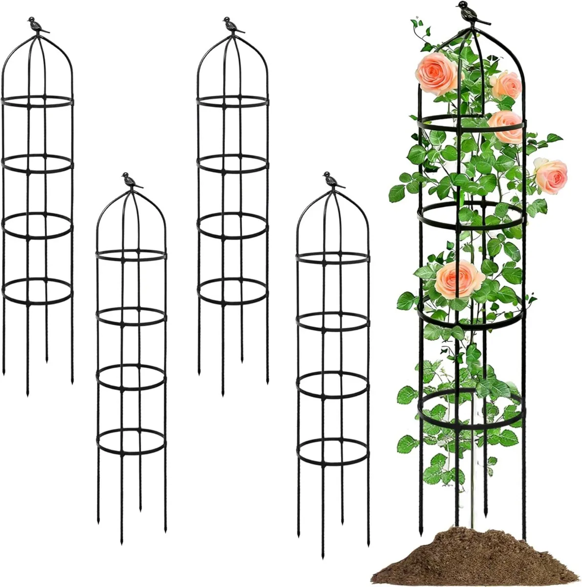 4 PCS 175cm Obelisk Trellis for Climbing Plants - Image 1