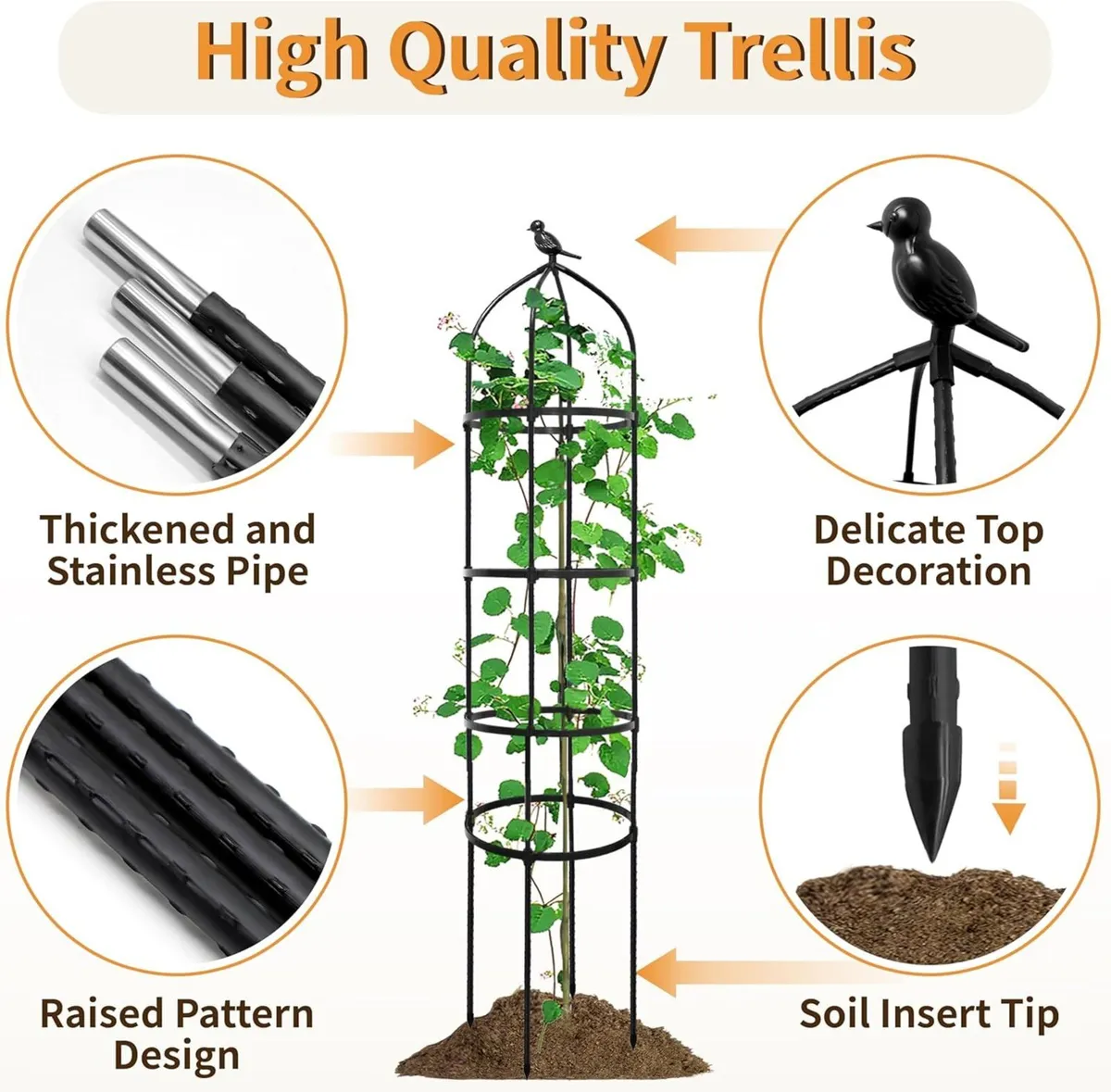 4 PCS 175cm Obelisk Trellis for Climbing Plants - Image 3