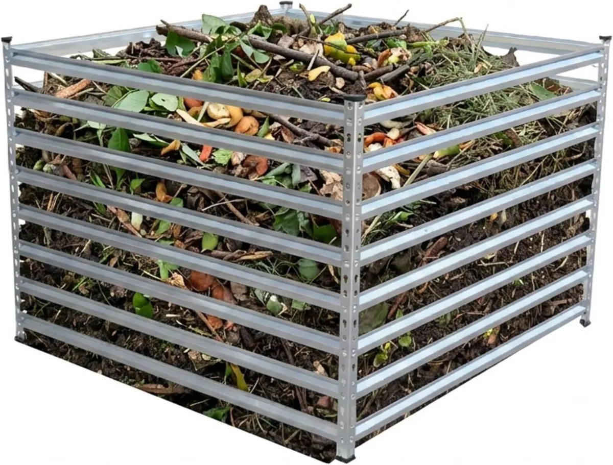 Metal Composter Garden Bin 900L Leaf Steel - Image 1