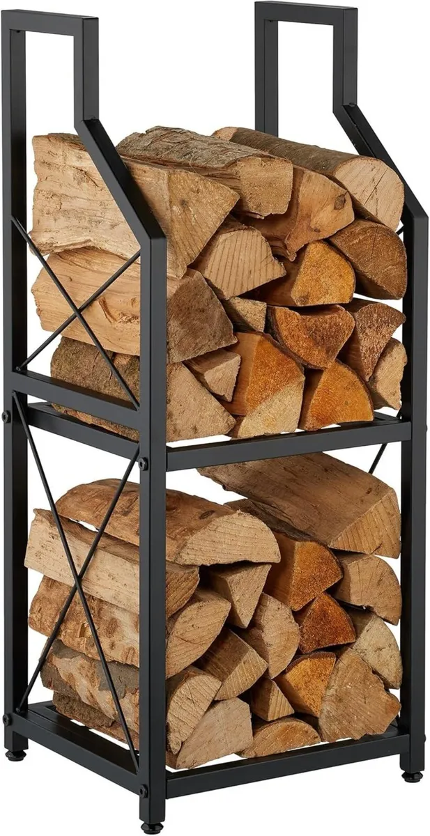 Firewood Holder 2 Tiers Metal HxWxD: 81.5 x 34.5 - Image 1