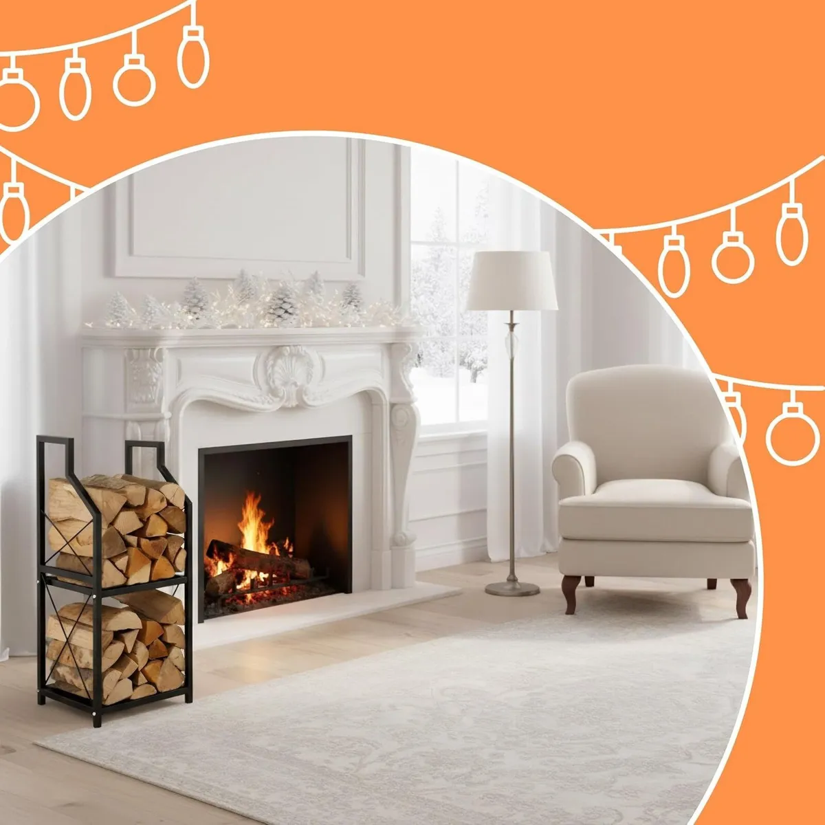 Firewood Holder 2 Tiers Metal HxWxD: 81.5 x 34.5 - Image 4