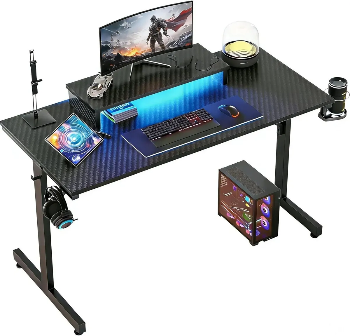 Small Gaming Desk 106.6 CM LED Computer with - Image 1