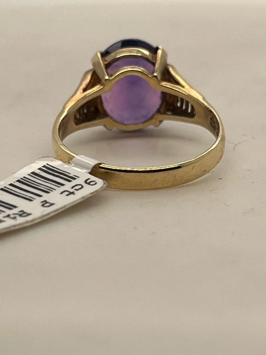 9k gold purple stone ring. - Image 4