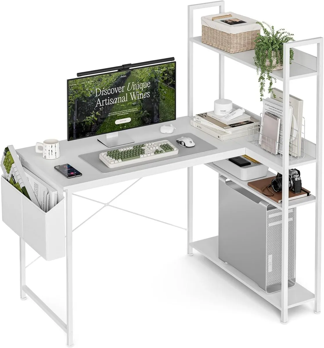 100x80 cm L Shaped Gaming Desk with Reversible - Image 1