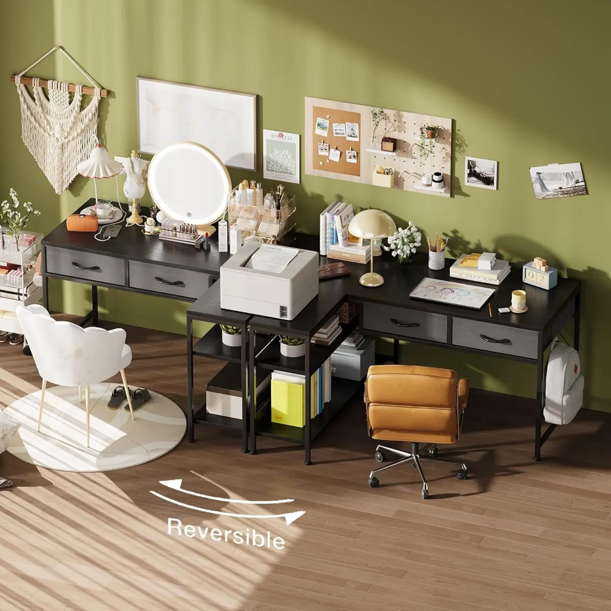 L Shaped Computer Desk with 2 Drawers 100CM - Image 4